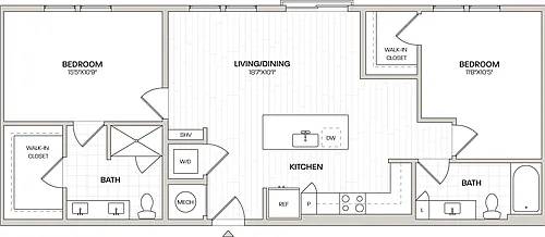 Floor plan 2 Bed/2 Bath-B3-ALT