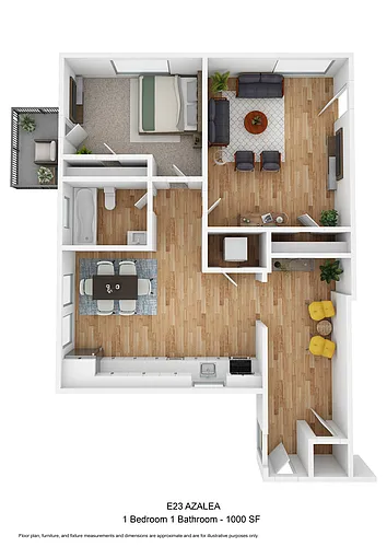 Floor plan 1 Bedroom/1 Bathroom