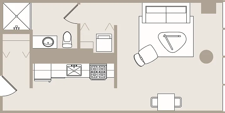 0 bed/1 bath - 546 sq ft