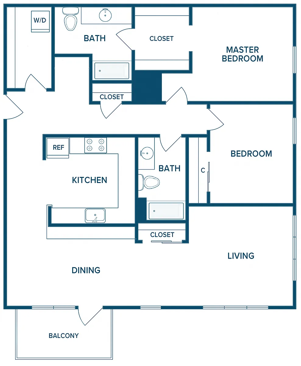 Floor plan 1025: 2 Bedroom C