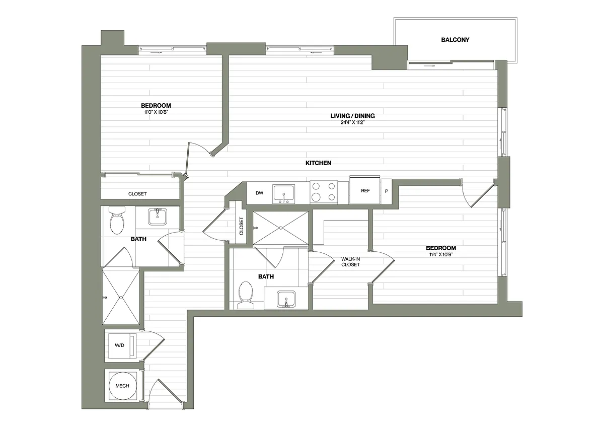 Floor plan 2 Bed/2 Bath-B3 WDU