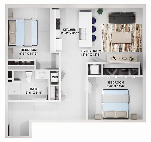 Floor plan 2 bedroom 1 bath