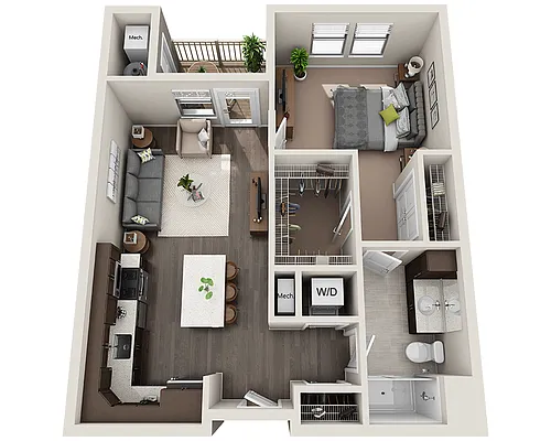 Floor plan A1B (1x1)