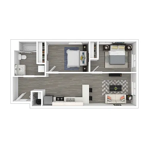 Floor plan Two Bedroom/One Bath