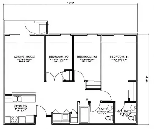 Floor plan 3 Bdrm