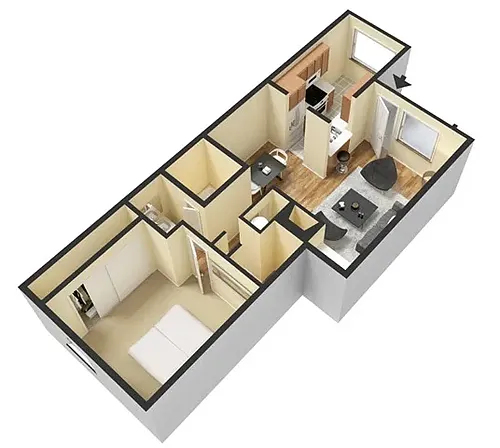 Floor plan 1 Bed WD Reno