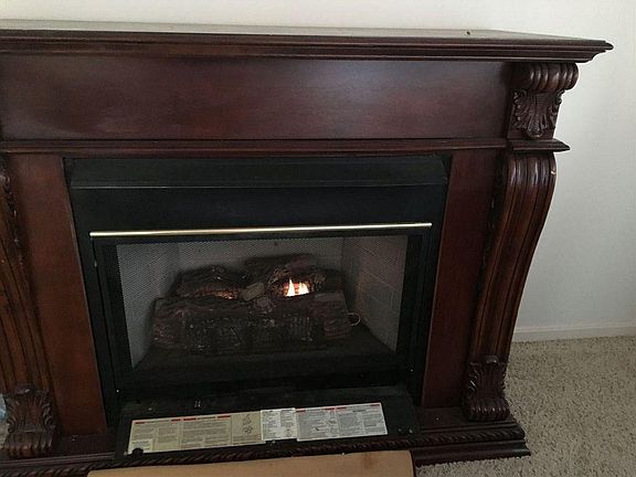 Gas fire place in living room.