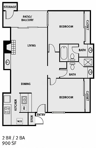 Floor plan 2 Bedroom 2 Bath B2