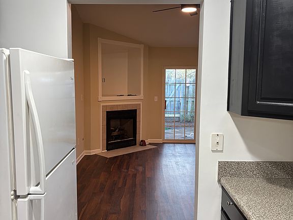Kitchen view into living space