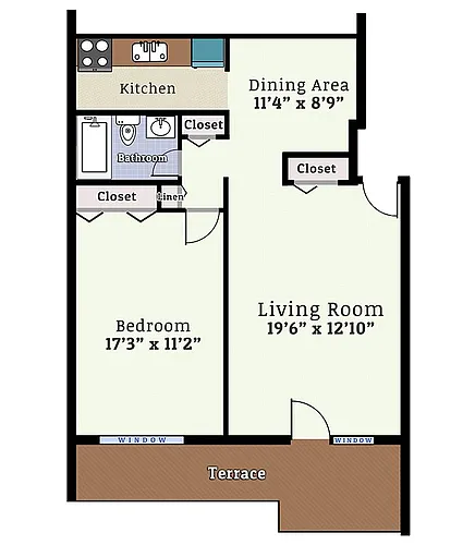 Floor plan 1 Bedroom Terrace