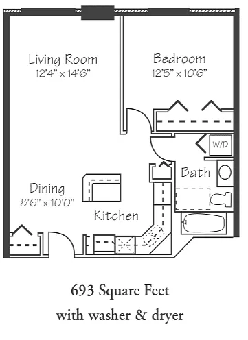 Floor plan One Bedroom Ranch Small