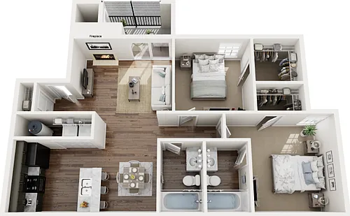 Floor plan B1 - 2 Bed | 2 Bath | Premium