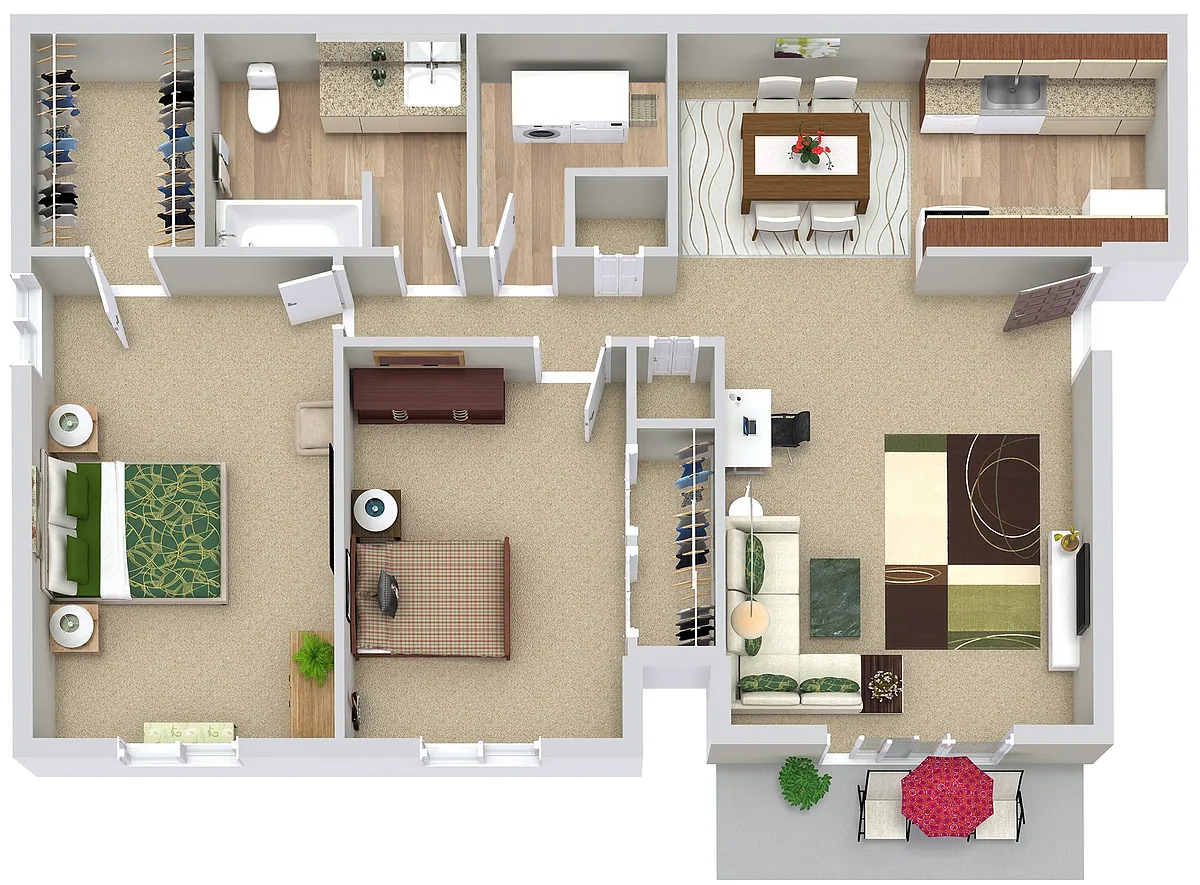 Floor plan 2 Beds | 1 Bath