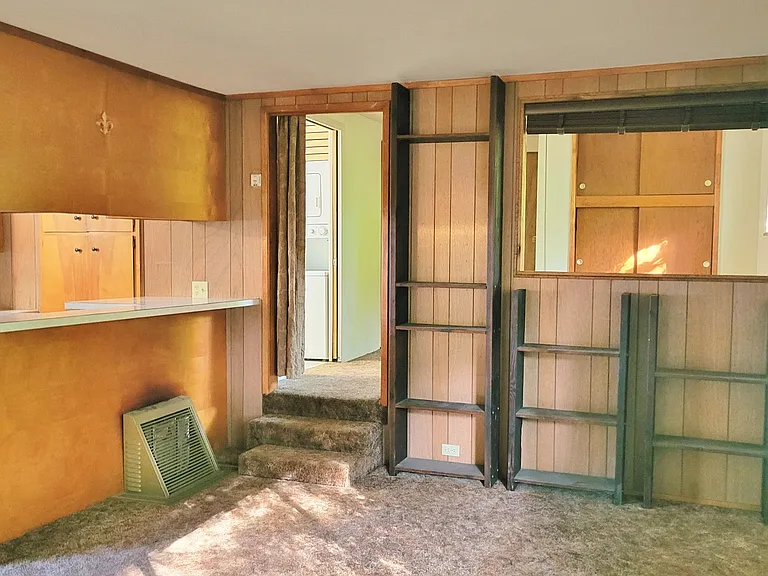 Living room with built-in bookcases