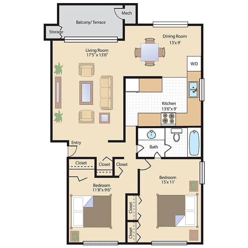 Floor plan Two Bedrooms