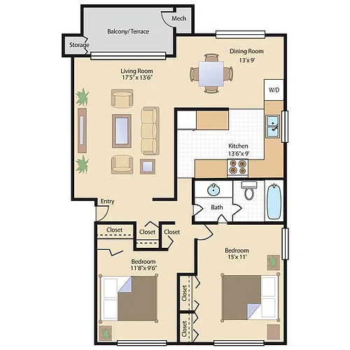 Floor plan Two Bedrooms