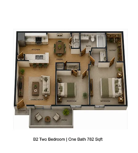 Floor plan 2 bedroom 1 bath