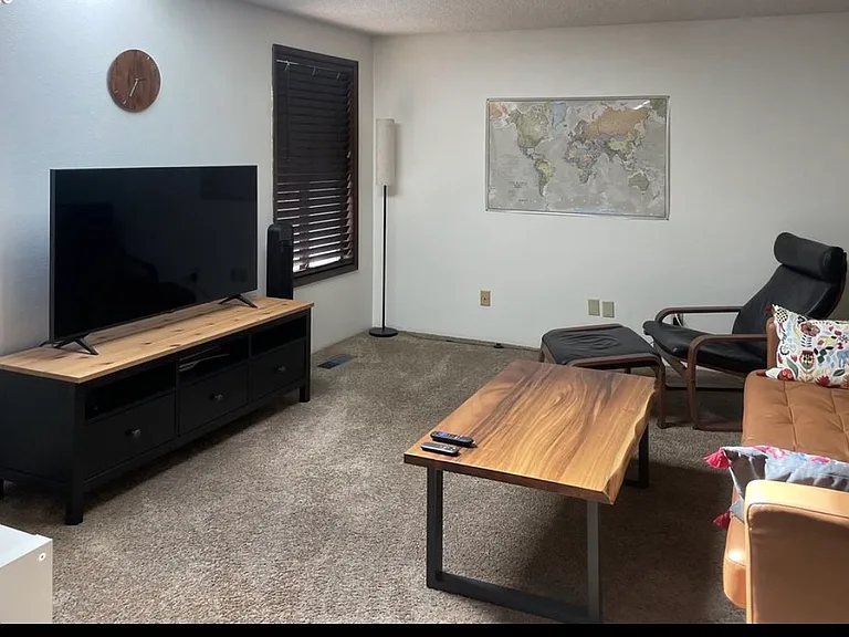 Skylight adds to the brightness of the living area.