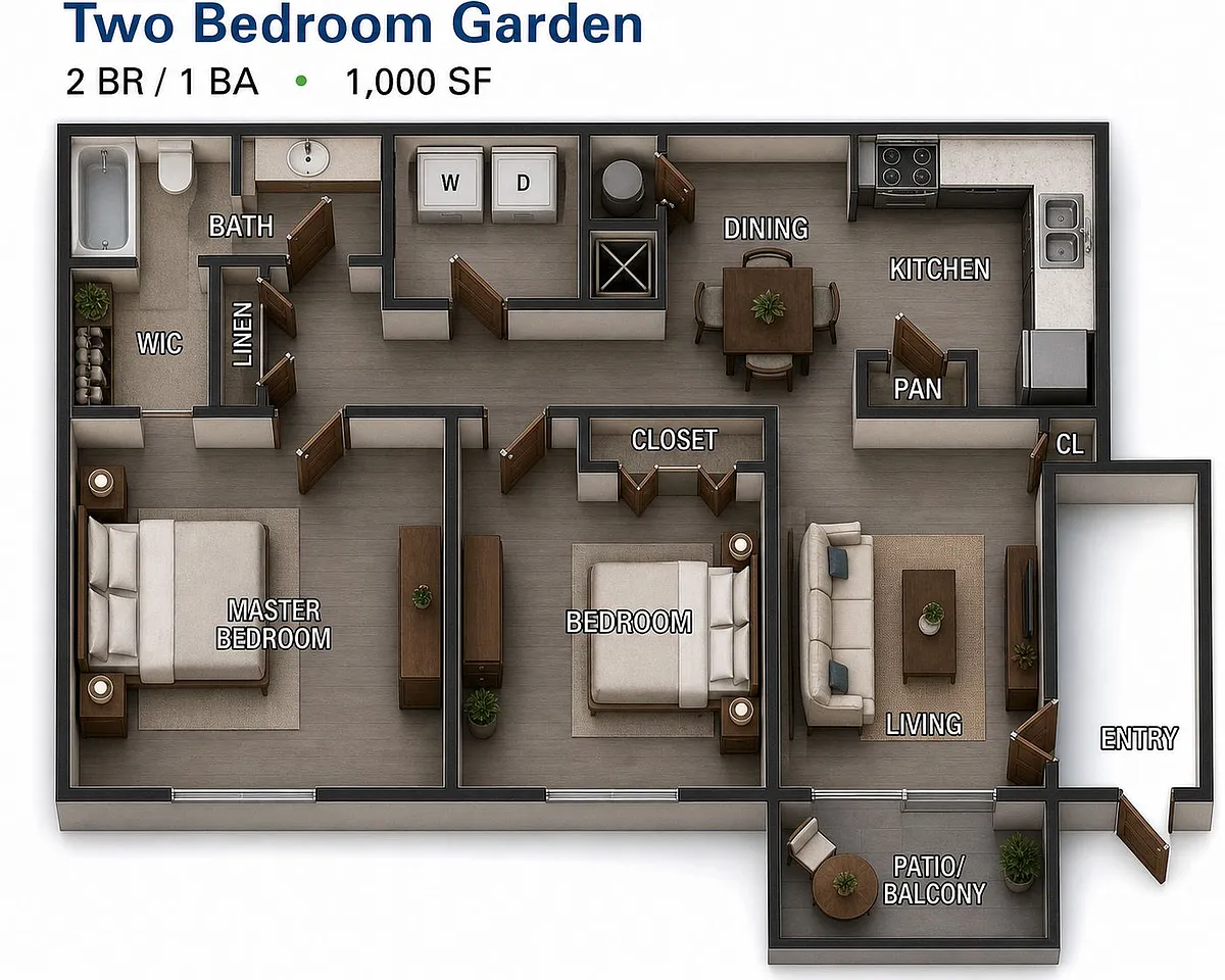 Floor plan Two Bedroom Garden Home