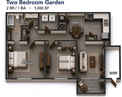 Floor plan Two Bedroom Garden Home
