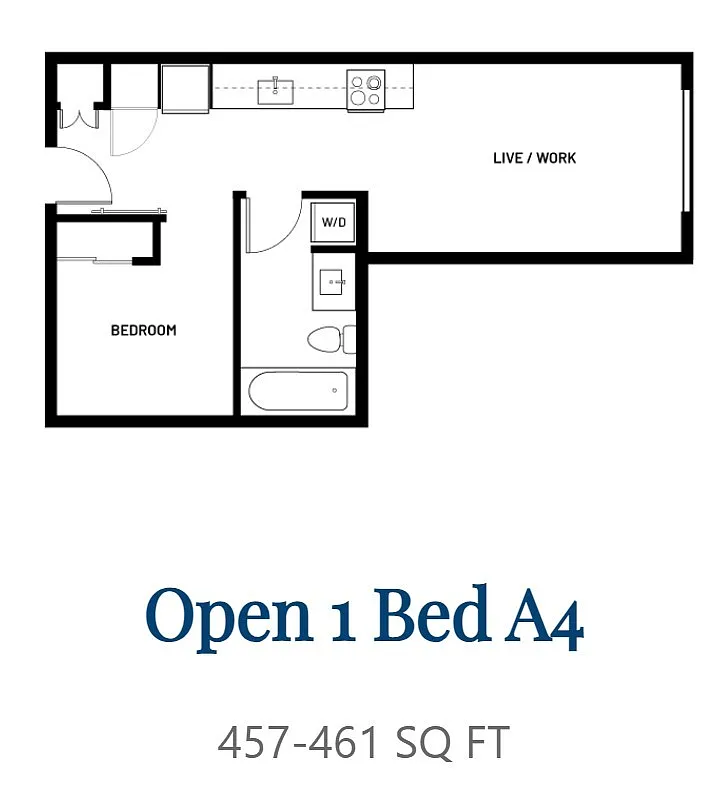 Floor plan Open 1 Bed A4