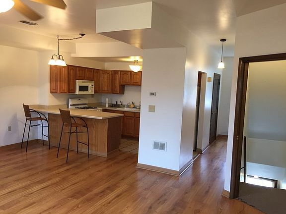 Kitchen opens into living room