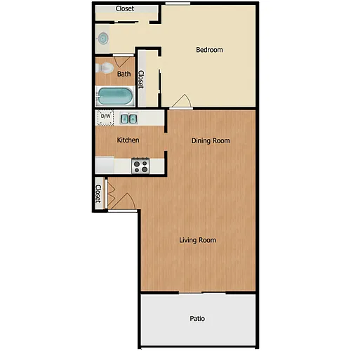 Floor plan 1 Bed 1 Bath