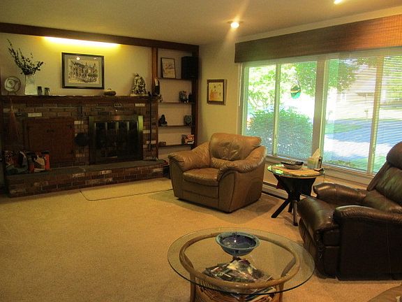 Living room with working fireplace