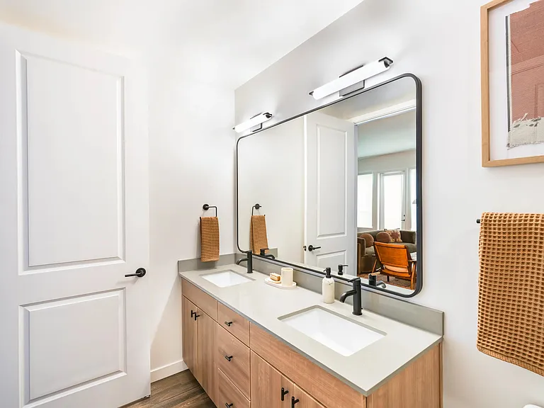 Enjoy dual vanities in your primary suite at Modera Higley Commons.