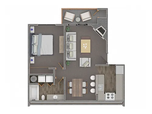 Floor plan 1 Bed + 1 Bath