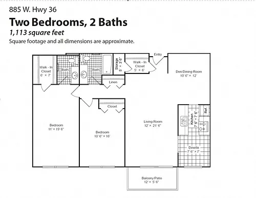 Floor plan Renovated 2 Bedroom 1.5 Bath