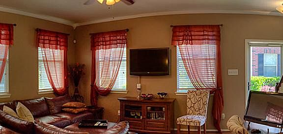 A panoramic of the living room.