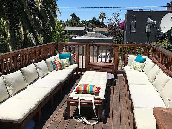 Outdoor deck in spring, a place to refresh, renew, and recharge in the sun.