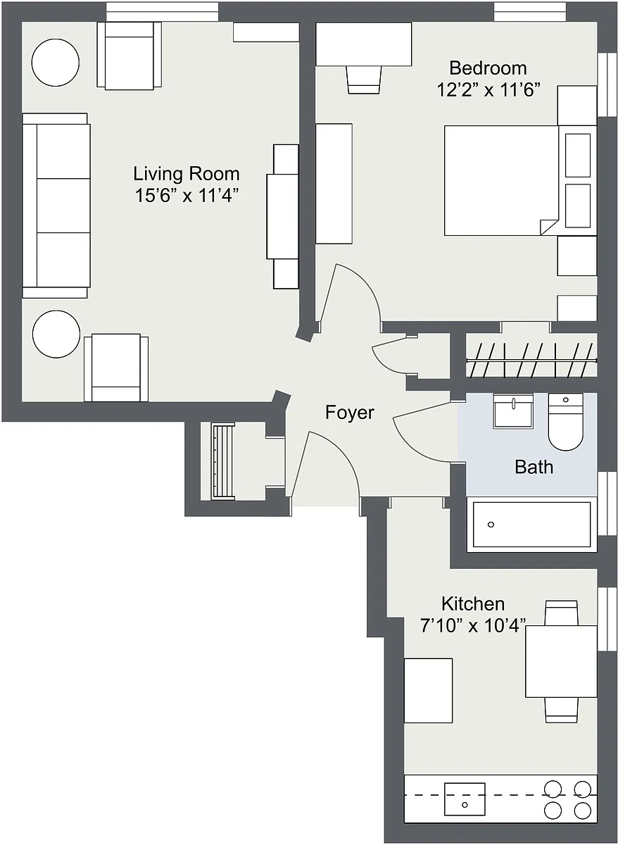 Floor plan 1 Bedroom Apartment