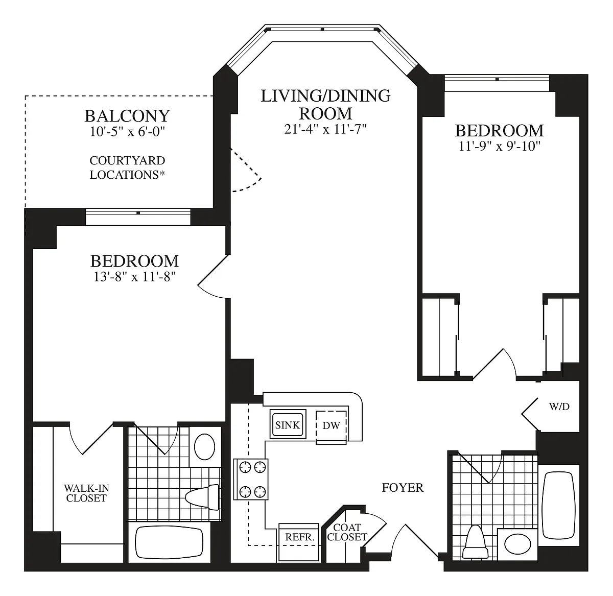 Floor plan 2 Bed 2 Bath B02