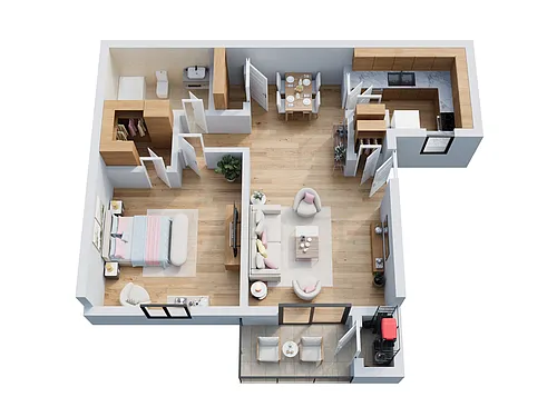 Floor plan 1 Bed | 1 Bath