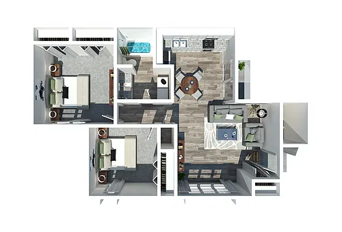 Floor plan 2 Bedroom 1 Bath