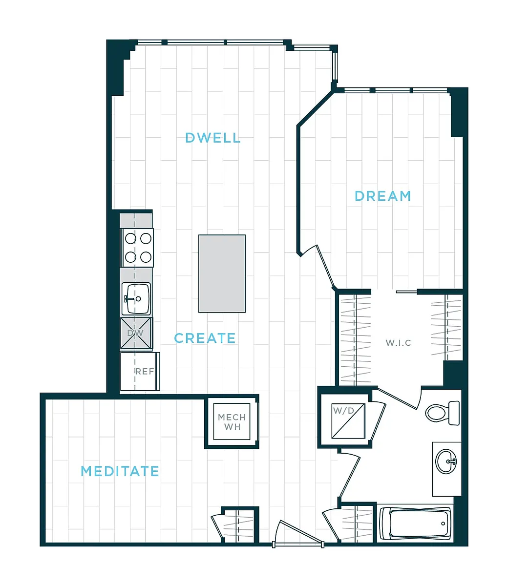 Floor plan 1 Bed/1 Bath Den sl-ad12
