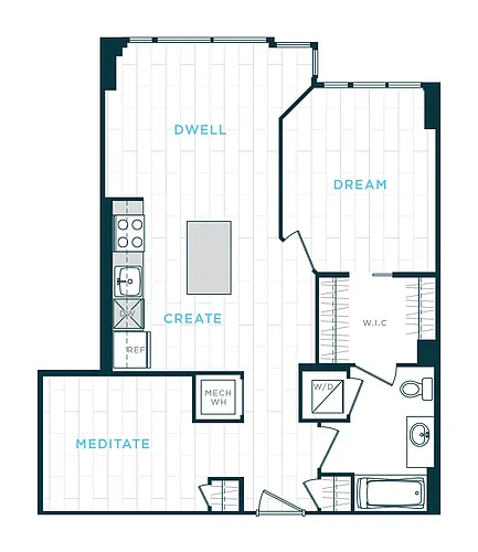 Floor plan 1 Bed/1 Bath Den sl-ad12
