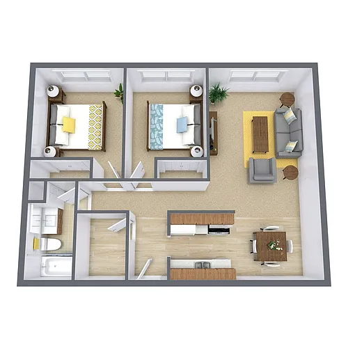 Floor plan Two Bedroom 21D