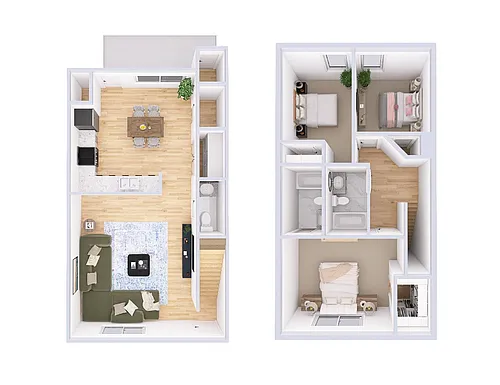 Floor plan 3 Bed, 2 Bath Townhome