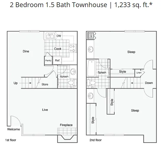 Floor plan 2x1.5TH