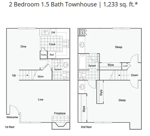 Floor plan 2x1.5TH