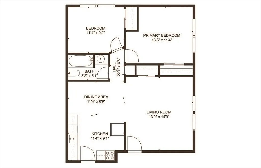 Floor plan Oakland Beach 2 Bed