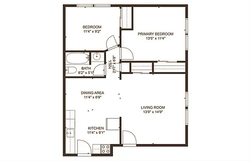 Floor plan Oakland Beach 2 Bed