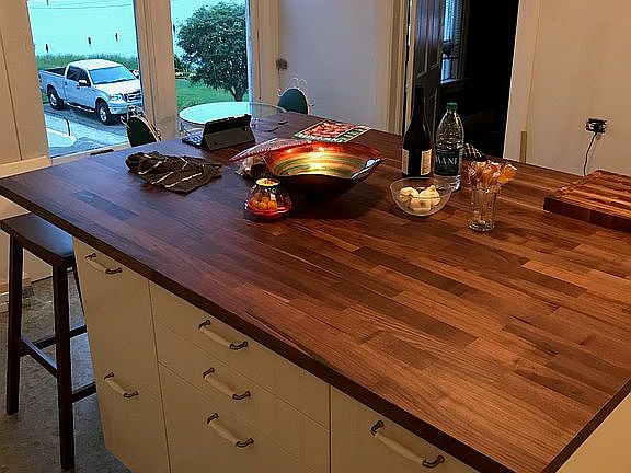 Upstairs kitchen with island