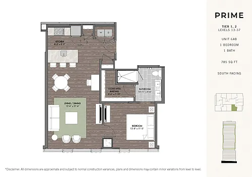 Floor plan Prime One BR Stack 06