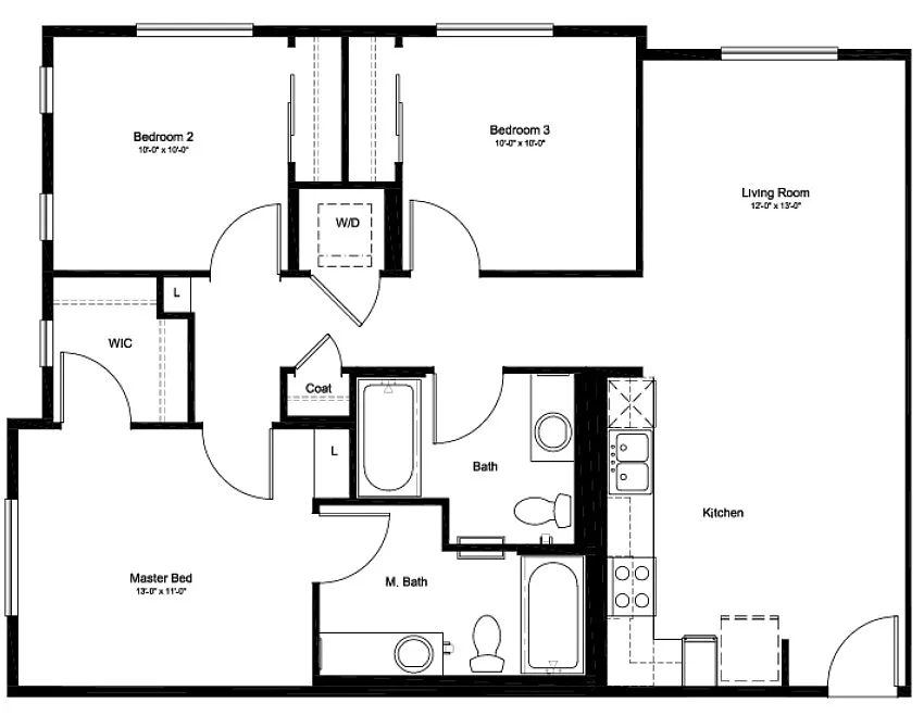 Floor plan 3 Bed 2 Bath
