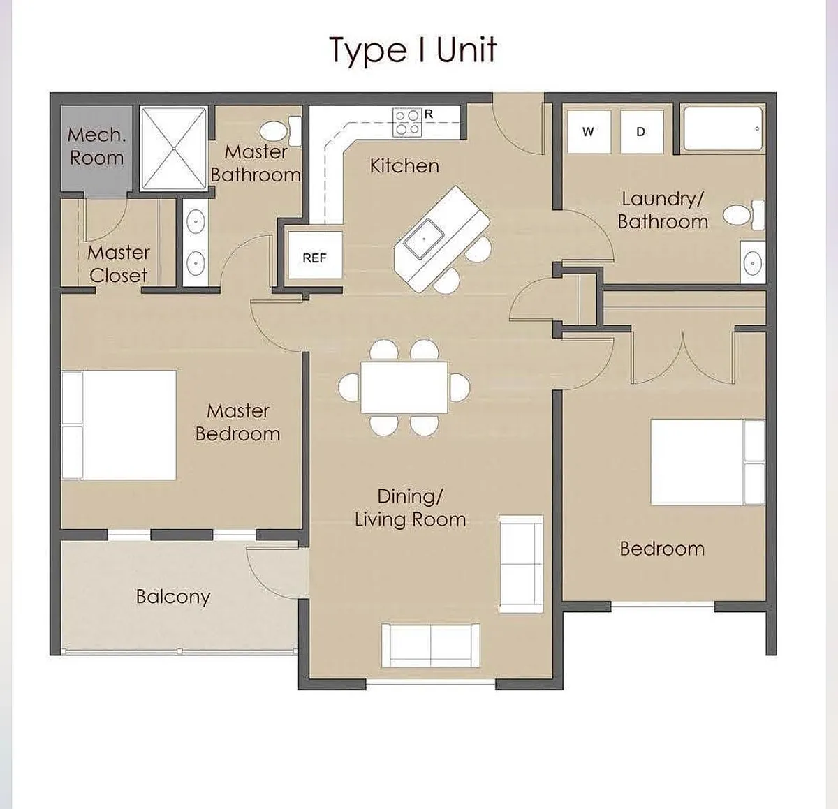Floor plan 2 Bedroom 2 Bathroom Apartment