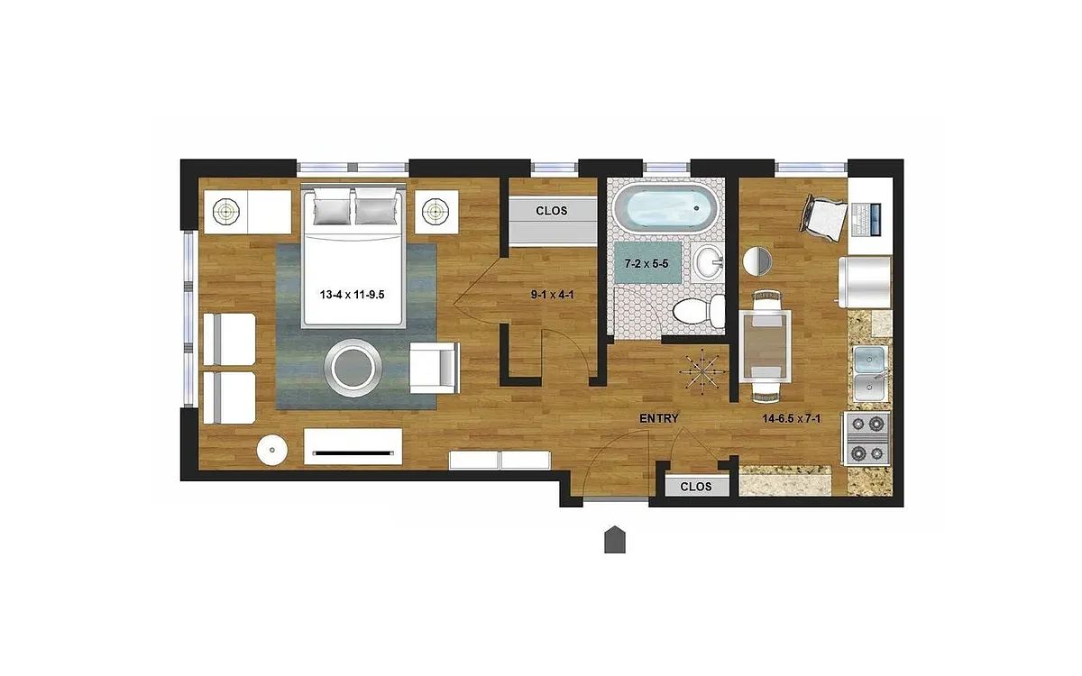 Floor plan Colfax Apts - Studio